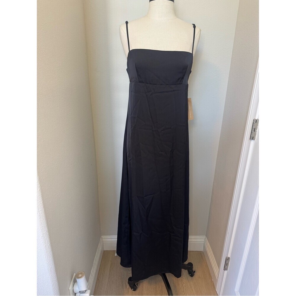 CAARA Elegant Black Spaghetti-Strap Maxi Dress NWT